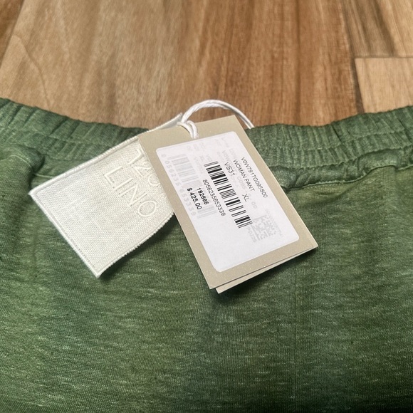 NWT 120% Lino Green Women’s Linen Casual Pants  Sweatpants No Drawstring Italian - Picture 8 of 12
